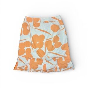 ELEVENSES A-Line Skirt with Orange Floral Design